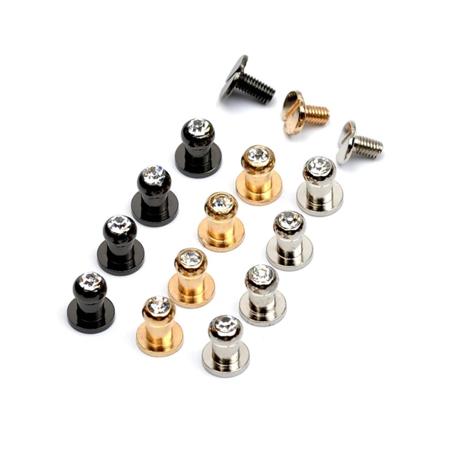 Remaches de cristal metálico, Remaches de diamantes imitación Multicolor 120 juegos remaches tornillo latón 5x7x8 mm for artesanía en cuero