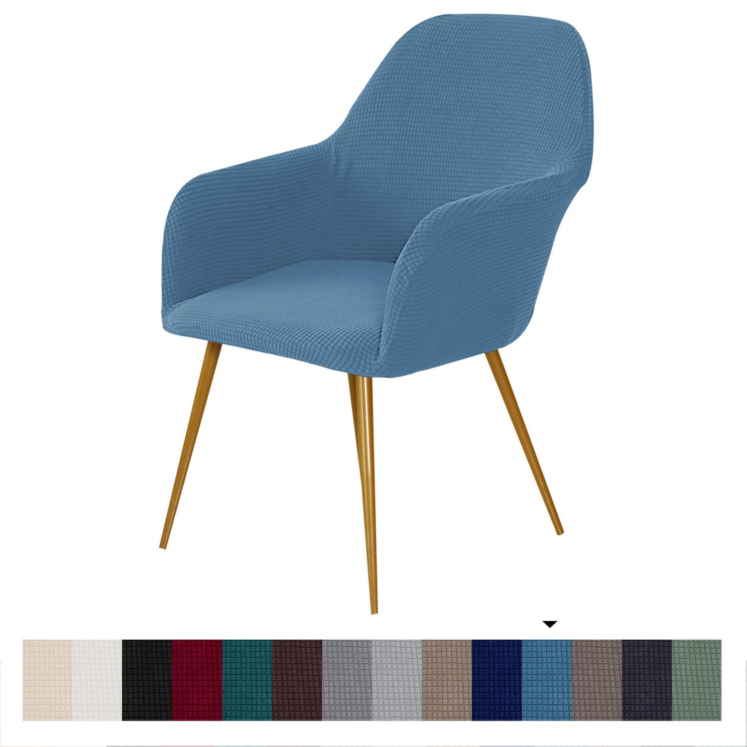 Stretch-Stuhlhussen für Esszimmer und Büro, Samt-Armlehnen, Drehstuhlhussen, 6-teiliges Set, Dus Blue, perfekt für Wohn- und Küchenmöbel