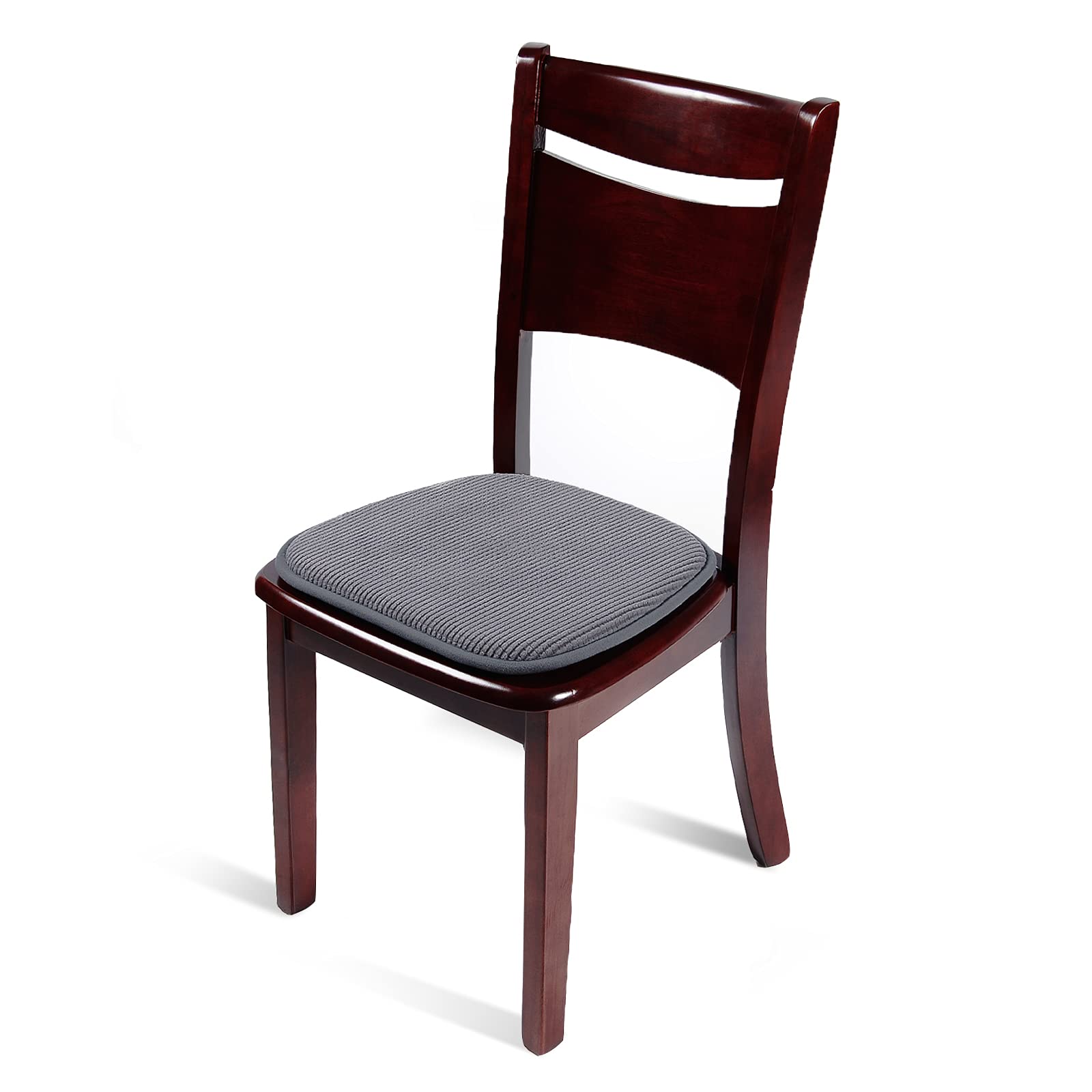 Juego de 4 cojines antideslizantes para silla, con funda de terciopelo a cuadros, lavable, para sillas en oficina, exterior, jardín, 45 x 40 cm (gris)