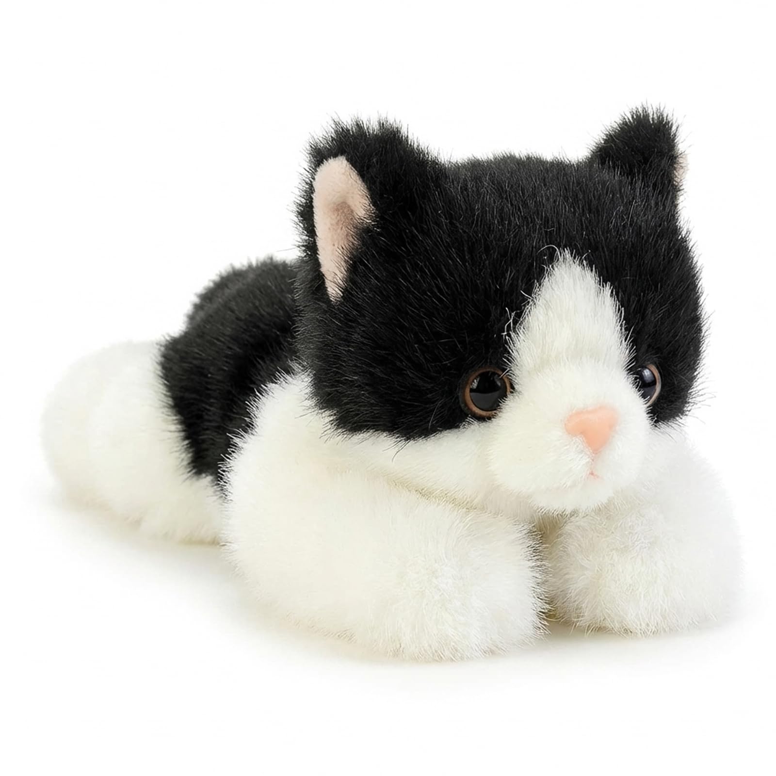 SrgPui Cat Teddy, Black and White Cat Plush for Comfort and Relaxation, Soft Cat Plushie for Emotional Support and Home Decor, Realistic Soft Toy for Stress Relief and Gifting