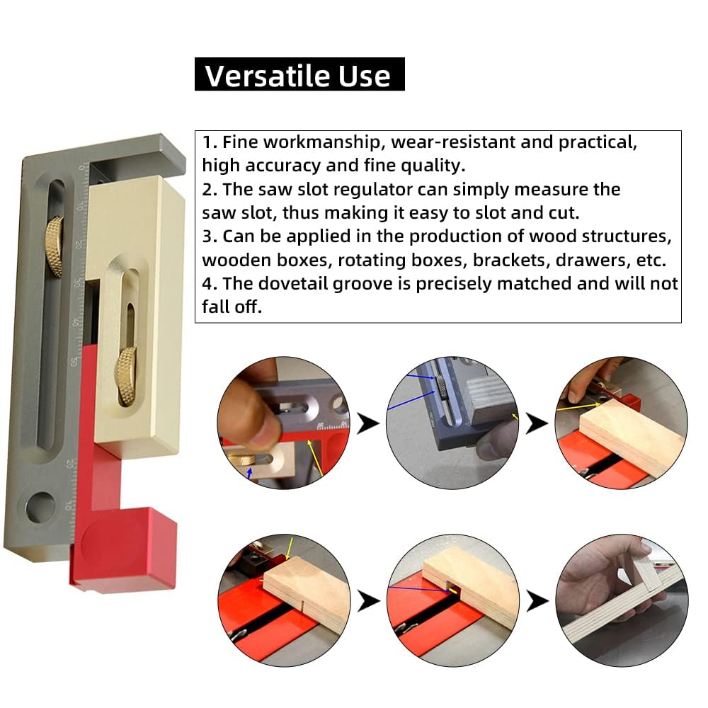 Regolatore Per Scanalature Da Tavolo - Guida A Coda Di Rondine Per Mortase E Tenoni - Lega Alluminio, 234g - Foto 8