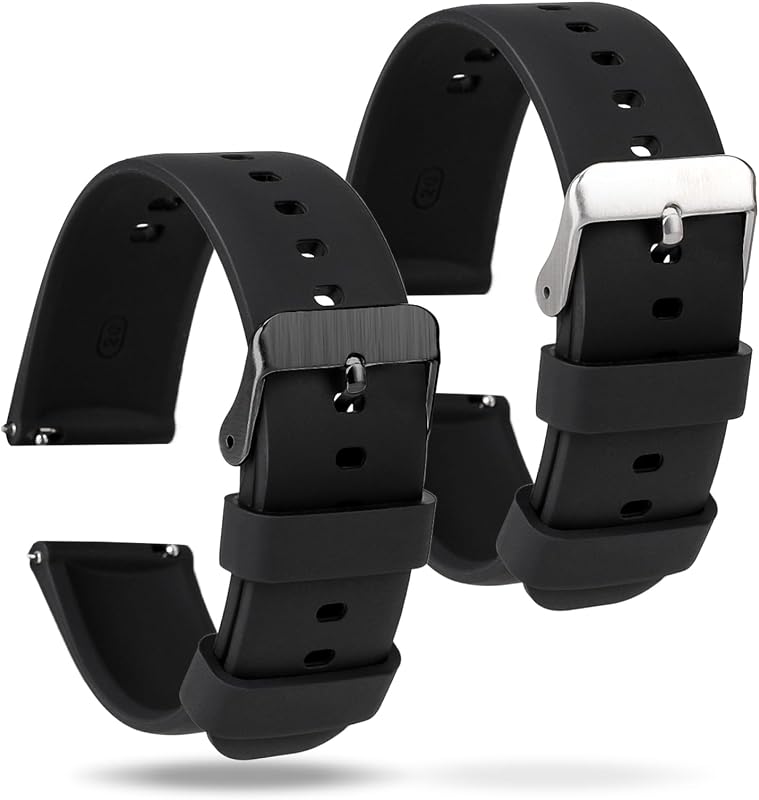 2 Pcs Silicone Watch Bands, Quick Release Soft Rubber Replacement Watch Bands Watch Straps for Men Women