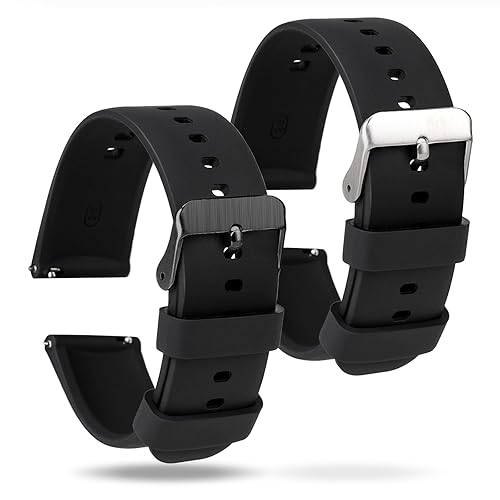 2 Pcs Silicone Watch Bands, Quick Release Soft Rubber Replacement Watch Bands Watch Straps for Men Women