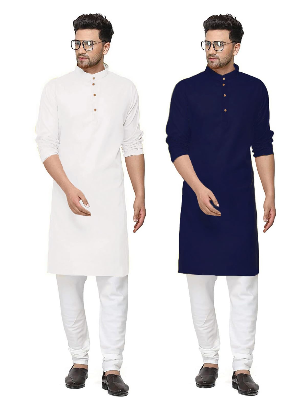 Fort WorthCotton Blend Traditional Men's Kurta Pajama Set - Pack of 2, Ethnic Indian Wear