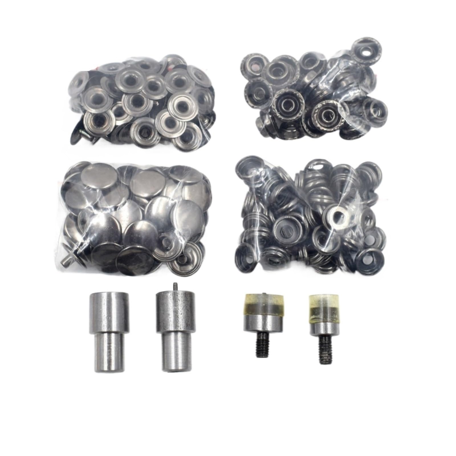 Snap Fasteners Botón Die 50 juegos de botones a presión metal 12,5/15 mm | Con 1 Juego de molde de interfaz de rosca for sujetar botones de presión, herramienta de instalación(Black-15mm)