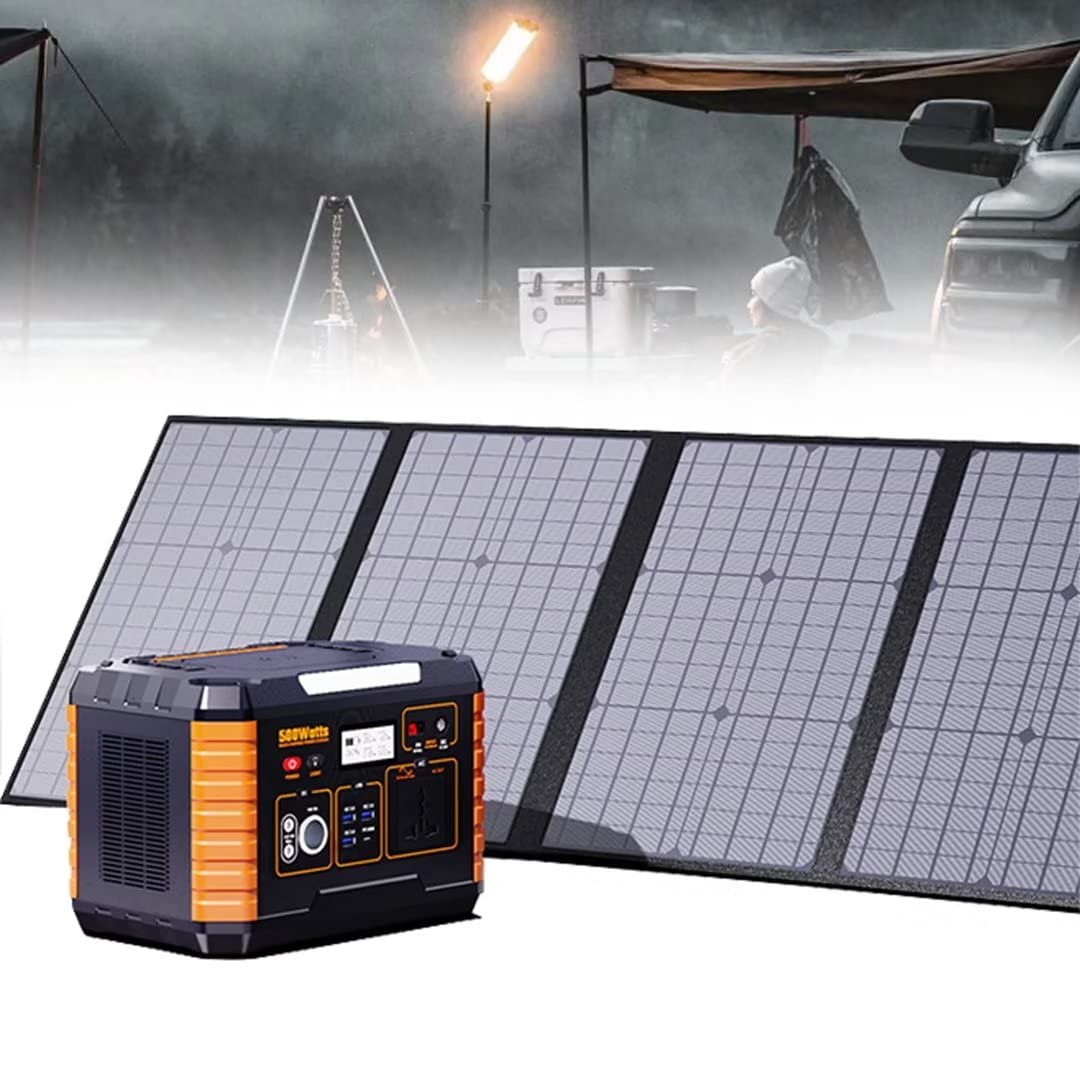 Central eléctrica portátil 500w, generador al aire libre, con paneles solares de 120w, generador inversor, con enchufe de corriente continua para emergencias de viaje en autocaravanas domésticas
