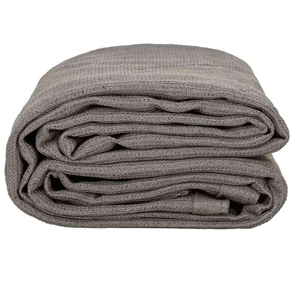 Zeltteppich Hellgrau 500 x 400 cm Polyethylen, wetterfest leicht faltbar, robust für Camping Outdoor, ideal als Bodenplane für Festival Strand Wandern und Trekking Ausrüstung