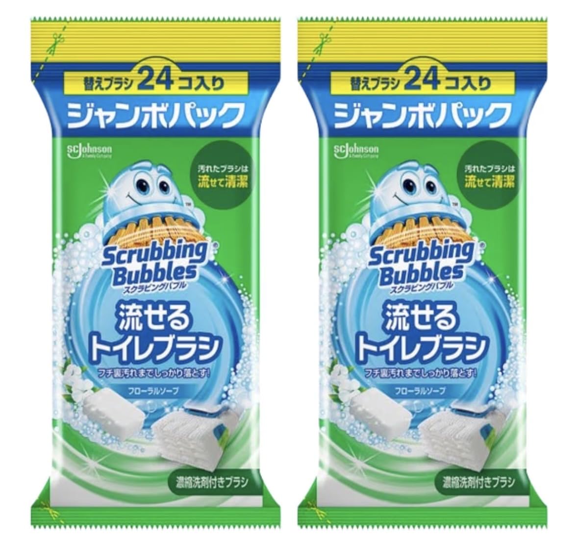 スクラビングバブル 流せるトイレブラシ 付け替え 48個 フローラルソープの香り…