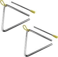 Vista 2 de E-outstanding Triángulo de acero Rhythm 2PCS 5 pulgadas Triángulos de acero musicales instrumentos de percusión con huelguistas