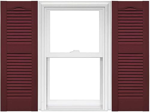 Miniatura 7 de Mid America Cathedral Open Louver - Persianas estándar de vinilo (1 par) 002 negro,001 Blanco,008 Arcilla,018 Tuxedo Gris,027 Borgoña Rojo,028 Verde