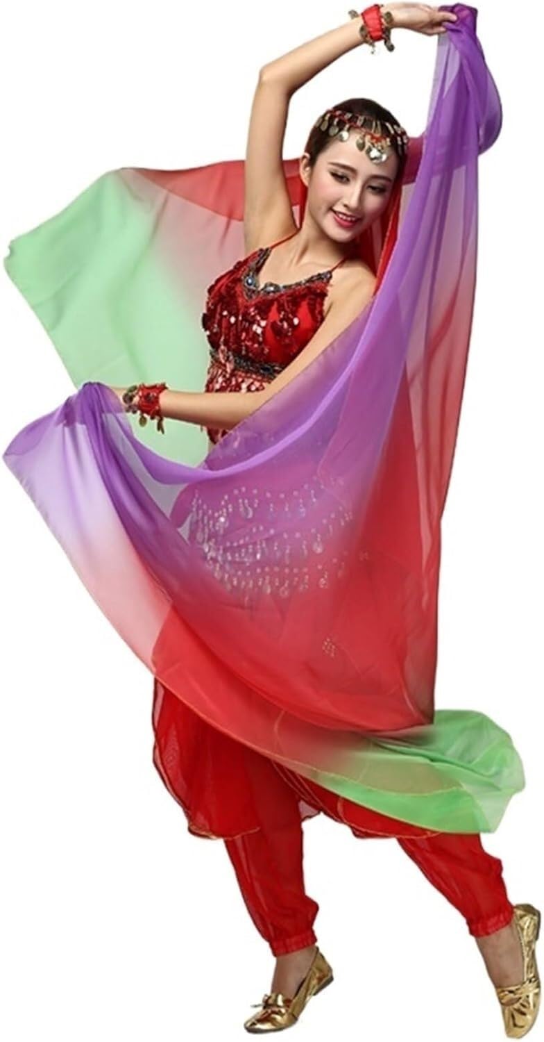 SSDDLZEQ Stage performance version Women’s Belly Dance Silk Veils, Hand-toss Scarves And Shawls, 220/250 Cm(1,2.5m)