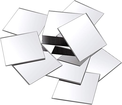 Jetec 25 Pcs Mini Size Acrylic Square Mirror Adhesive Small Square Mirror Tiles for Crafts and DIY Projects Supplies (3 Inches)