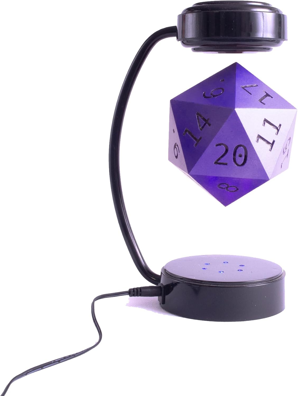 Tabletop D20 Dice with LED Lights - 20-Sided Die for D&D Decoration, Cosplay, and Fantasy Gaming (Purple)