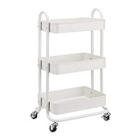 Amazon Basics Carrello con ruote a 3 scomparti, bianco