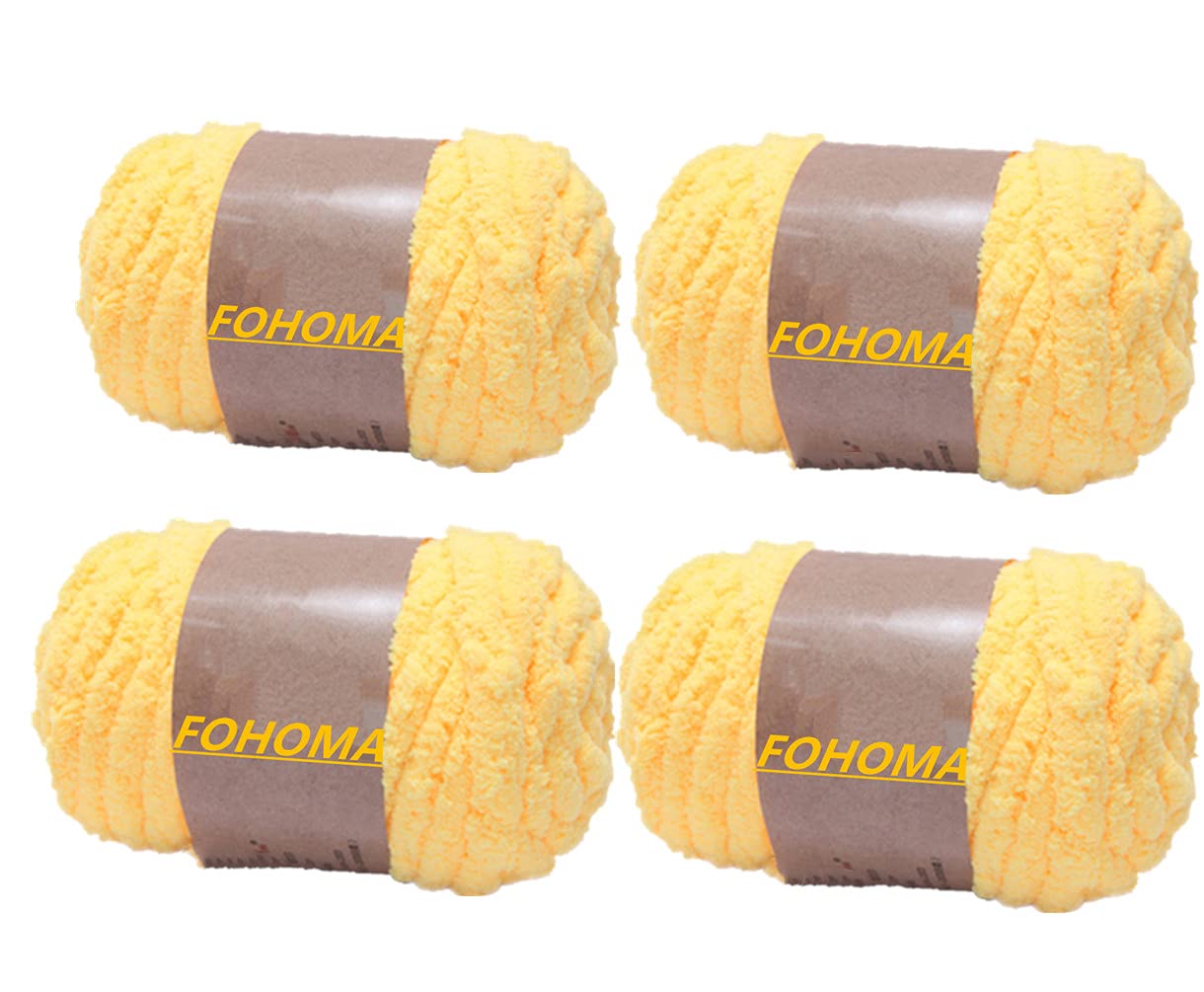 4 Pack Yellow Super Bulky Chunky Blanket Chenille Yarn for Arm Knitting, 32oz Soft Luxury Thick Polyester Easy Care Weaving Knitting Crochet Craft Yarns  Chunky Yarn Chunky Wool Yarn Super Soft Washable 4.4 lbs Super Bulky Giant Wool Yarn for Extreme Arm Knitting DIY Throw Sofa Bed Blanket Pillow Pet Bed and Bed Fence (2kg (4.4lbs), Pink)  2 Pack Bulky Chenille Big Chunky Yarn for Quick Easy Fun Hand Knitting Crochet Weave,Baby Pink Softee Thick Fluffy Jumbo Polyester Yarn for Blanket Pet Bed DIY  Orange Super Chunky Chenille Yarn Jumbo Yarn Soft Arm Knitting Crocheted Blanket Yarn Giant Knit Baby Blanket Yarn,Moms Present,250g  iDIY Chunky Yarn 3 Pack (24 Yards Each Skein) - Black - Fluffy Chenille Yarn Perfect for Soft Throw and Baby Blankets, Arm Knitting, Crocheting and DIY Crafts and Projects!