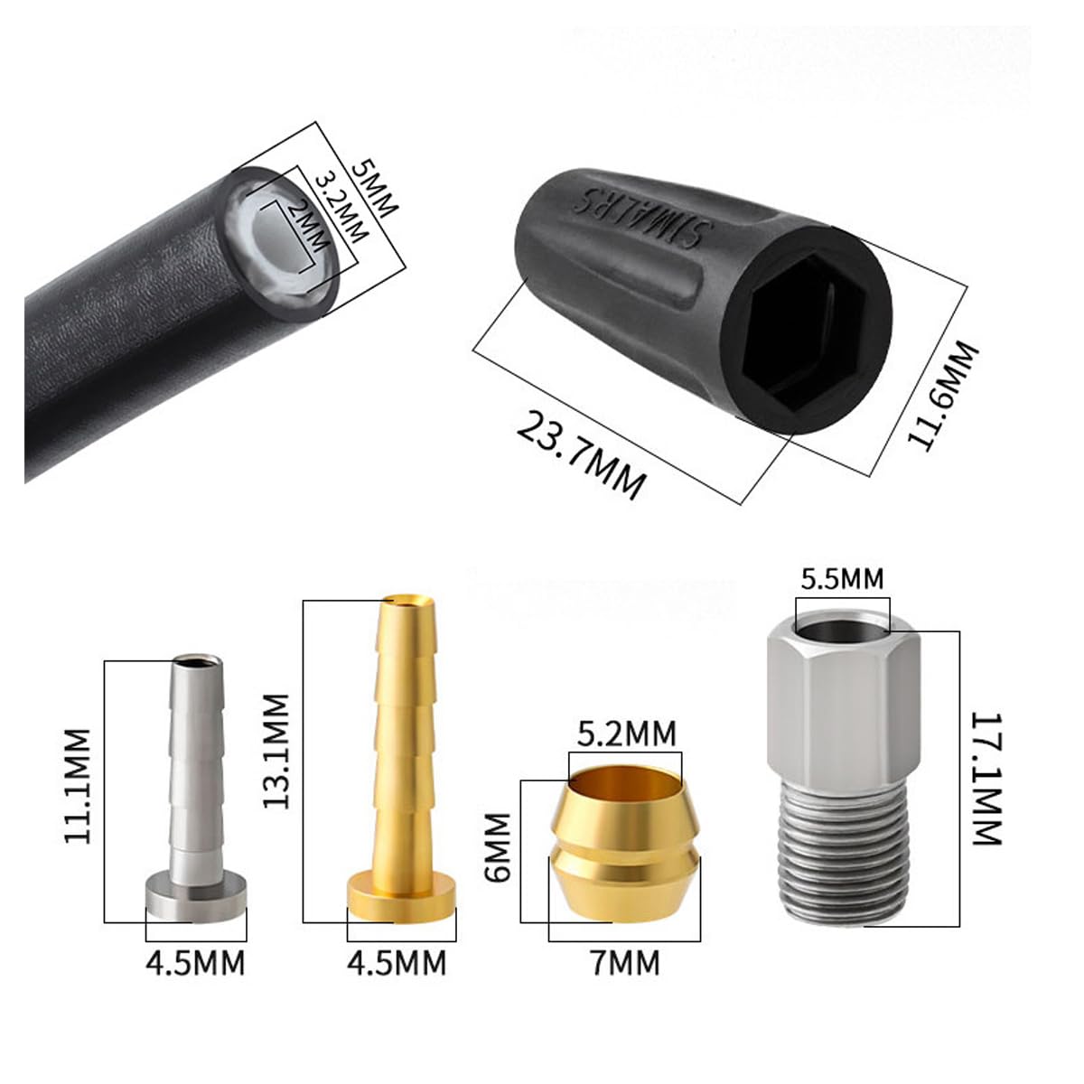 VGOL 1 Ensemble D'adaptateurs De Tuyau D'olive BH90 Pour Vu00e9lo - Kit D'accessoires D'olive Et D'insert De Connecteur - Tuyau De Frein U00e0 Disque Hydraulique Compatible Avec Les Vu00e9los BH90