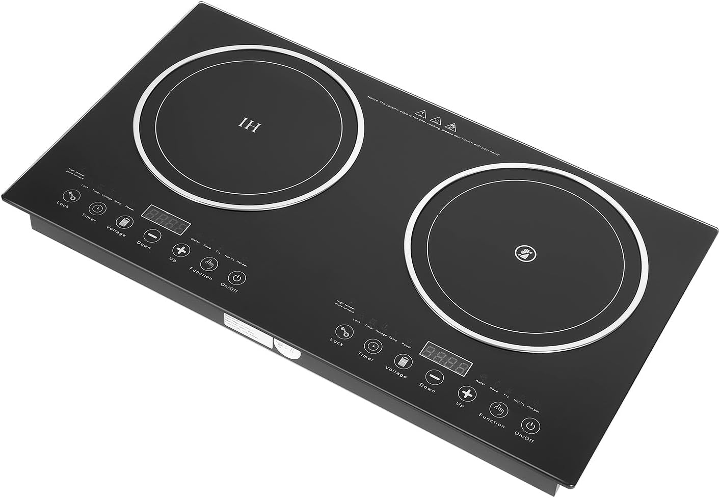 Electric Induction Cooker - Portable 2200W 8 Levels Electric Dual Induction Cooker Cooktop Countertop Double Burner Suitable for Cast Iron, Stainless Steel Cookware and Kitchen or Resturant