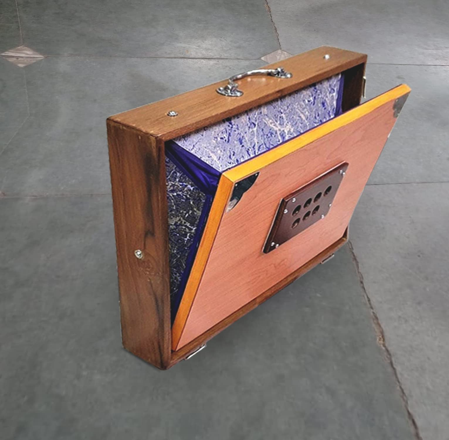 Shruti Box, groß und klein, reines Teakholz, Sur Peti mit Formtasche, natürliche Farbe, Musikinstrument, gestimmt 432 Hz und 440 Hz (hergestellt in Indien)