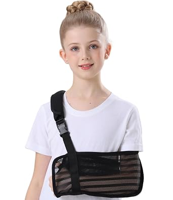 Breathable Mesh Kids Arm Sling for Boys & GirlsBlack, Small