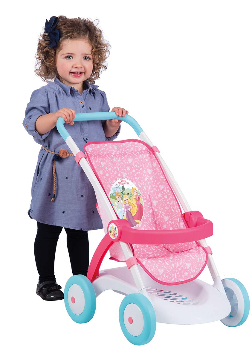 Smoby - Disney Princesses - Poussette - pour Poupons et Poupées - Arceau de Maintien + Panier de Rangement - 254002