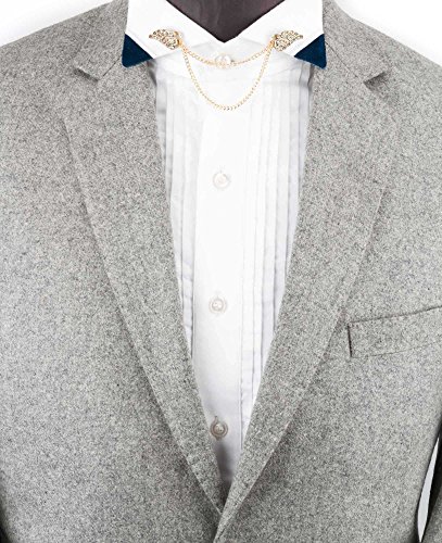 Knighthood Mens Double Angels Wings with Hanging Chain Brooch/Collar Pin/Lapel Pins Golden