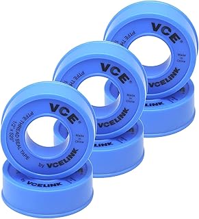 VCELINK Teflon Tape Plumbing 6 Rolls, 520" Length 1/2" Width PTFE Plumbing Tape for Shower Head and Pipe Threads, Thread Seal Tape 6 Rolls