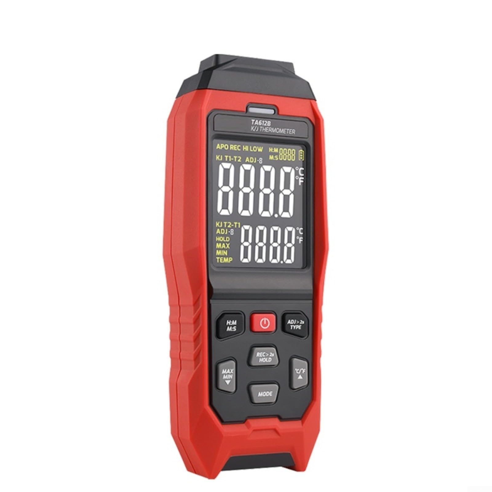Termometro a doppio canale, misuratore di temperatura a termocoppia tipo K/J, con registrazione dati, gamma da -200 ° C a 1372 ° C, allarme alto/basso, display retroilluminato, per