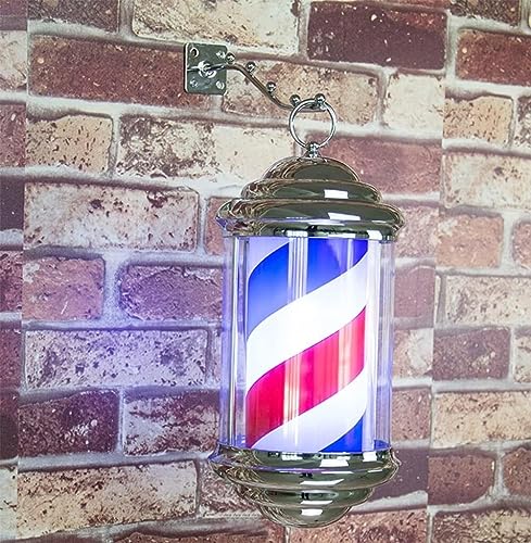 Poteau de barbier, poteau d'éclairage de barbier, Lumière LED 28Cm Salon De Coiffure Pôle Lumière Rouge Blanc Rayures Bleues Rotatif Salon De Coiffure Signe Lampe LED Salon De Coiffure Suspendu Lampe