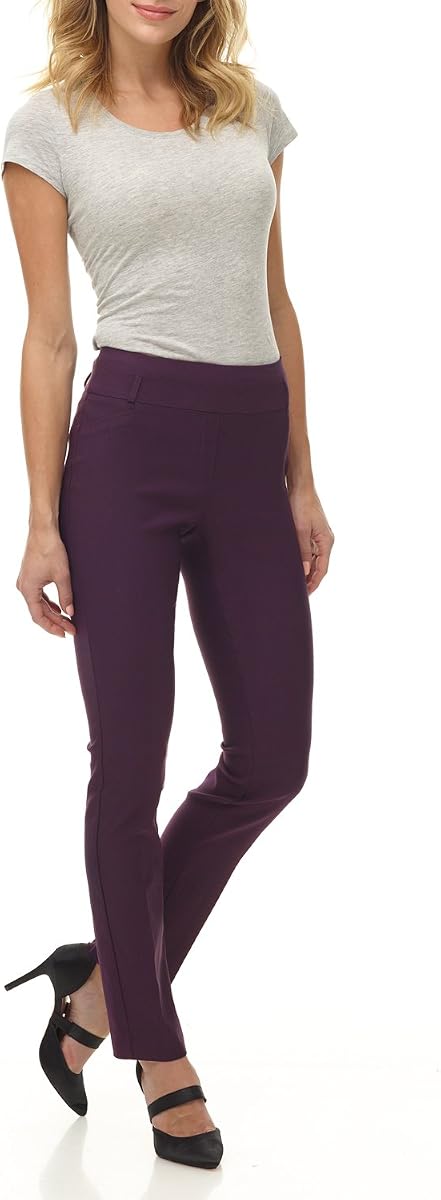 Rekucci Pantalón ajustado informal para mujer, elástico, fácil de usar, para oficina
