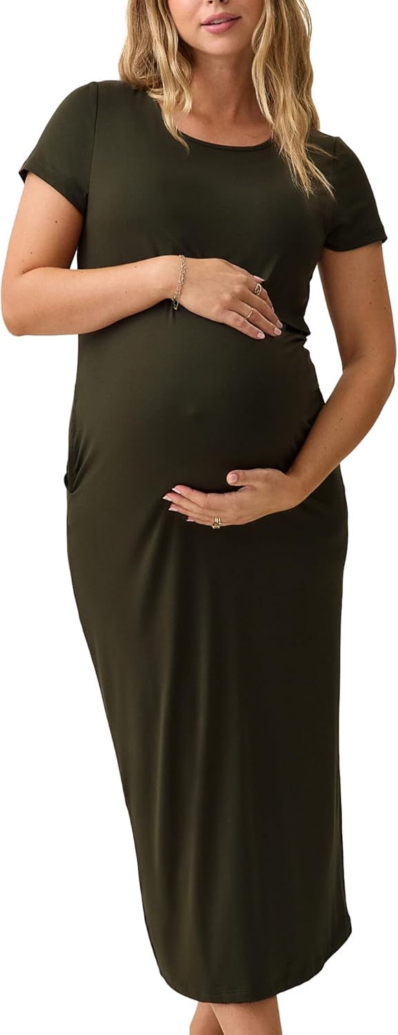 Kindred Bravely Essentials Maternity & Nursing Maxi Dress, Short Sleeve, Breastfeeding, Pregnancy, Postpartum Soft Dress