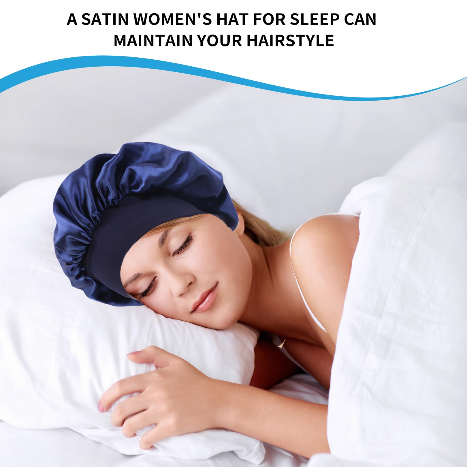 2Pièces Bonnet Satin Cheveux Nuit,Soie de en Turban Femme Bouclés Bonnets,Silk Foulard Elastique Boucler Casquettes Chapeaux,pour Femmes