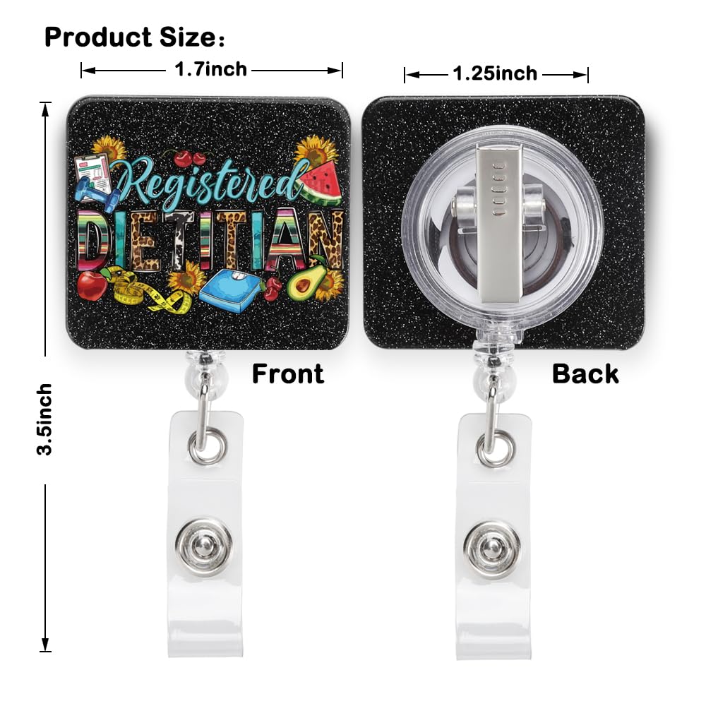 Funny Dietary Aide Glitter Badge Reel - Retractable ID Holder For Dietitians, Nutritionists, Food Service