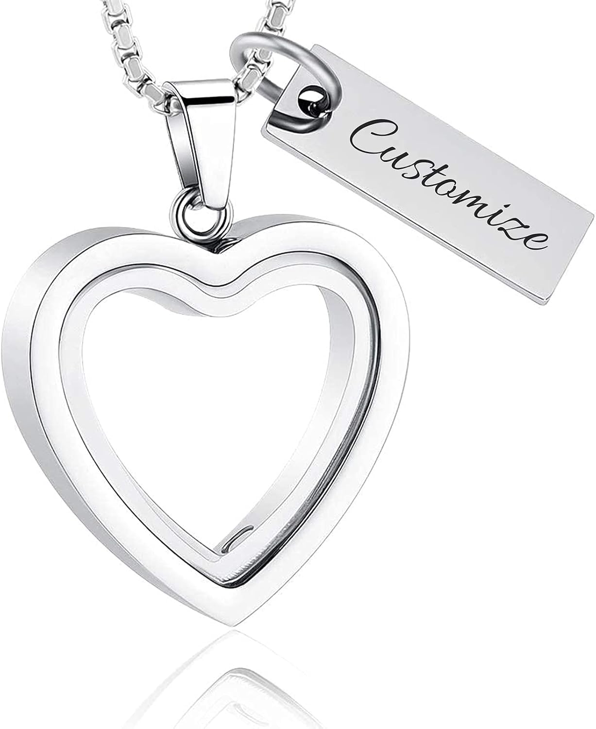 zeqingjw Glass Cremation Jewelry Necklace for Ashes Heart Memorial Lockets for Ashes Stainless Steel Keepsake Urn Ashes Pendants