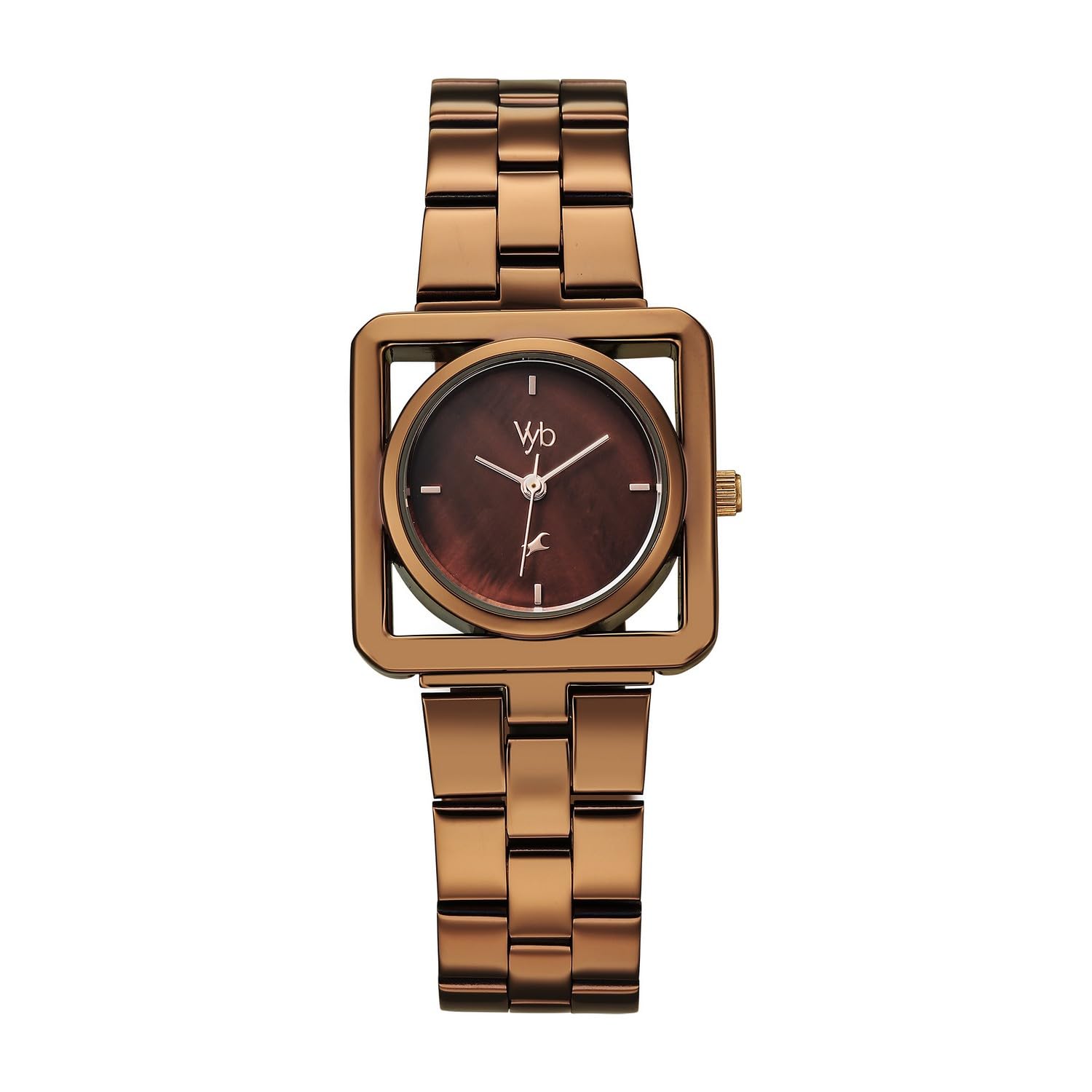Fastrack Vyb 6.0 Manifester Quartz Brown Mother of Pearl Shaped Dial Women's Watch | Stainless Steel Strap Material | Watches for Women Analog | Girl's Analog Watches - FV60082QM01-image-46
