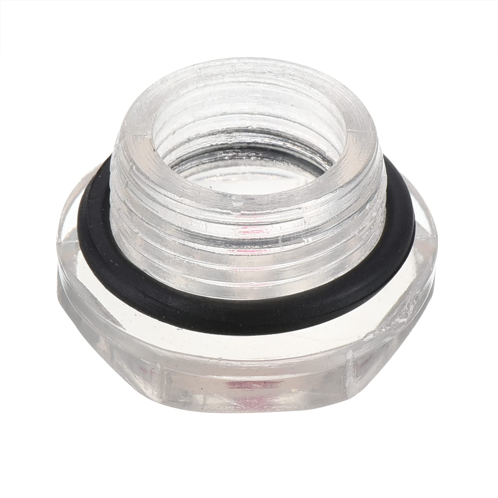 QUARKZMAN 20mm Maschio Filettato Aria Compressore Olio Livello Vetro Raccordi x 1 Pezzo Trasparente Plastica Olio Mirino Vetro con O-ring per Olio Lubrificato Compressori