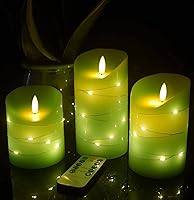 Vista 9 de DANIP - Vela LED sin llama azul cielo, con cuerda de estrella integrada, juego de 3 velas LED, con control remoto de 11 botones, función