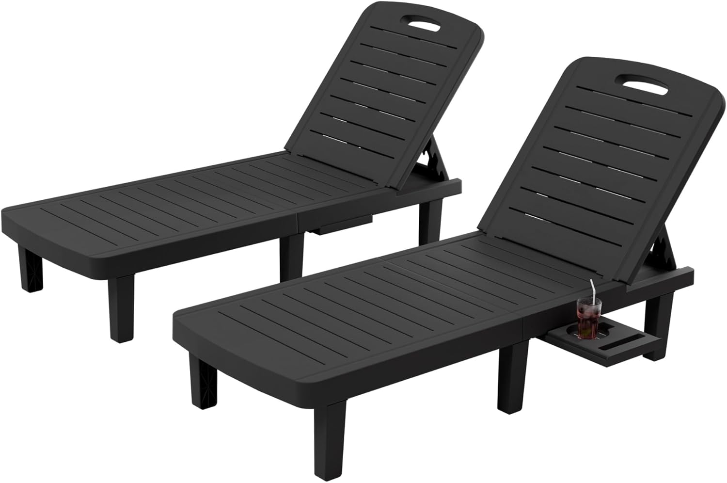 UDPATIO Outdoor Lounge Chairs Set of 2, Resin 5-Position Adjustable Reclining Chaise Lounge, Waterproof Patio Chairs for Pool, Beach, Lawn, and Garden