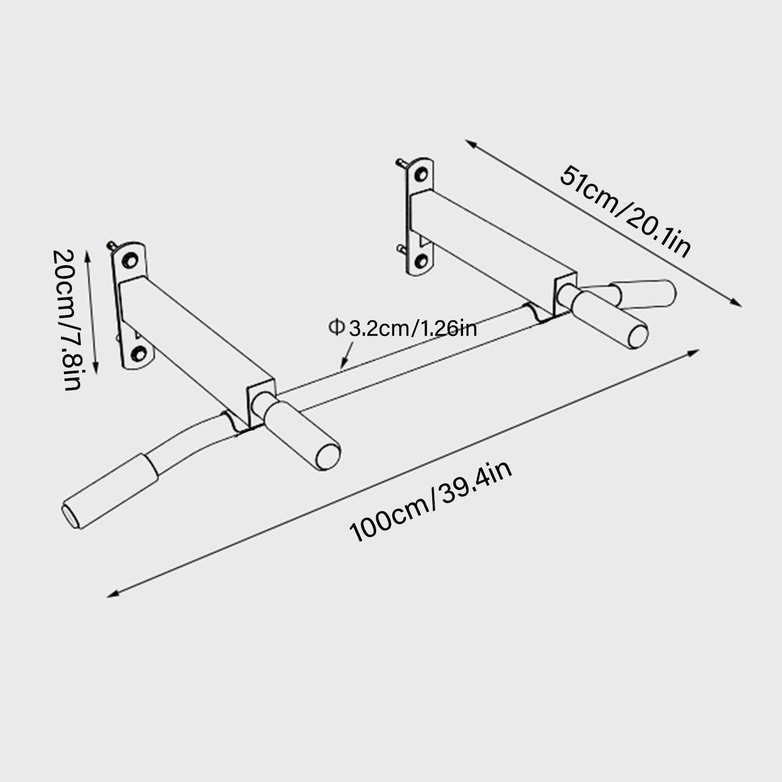 Gym Pull-up a Parete, Barre Orizzontali Montate a Parete per Interni Ed Esterni, Stazione di Sollevamento per Attrezzature da Palestra Domestica, Portante 150 kg / 330,7 Libbre Barra Trazioni