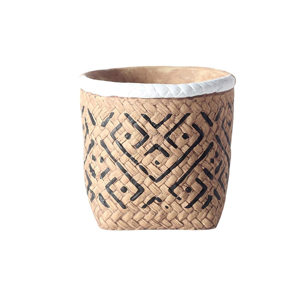 Gelasige A Flower Pots Light Luxury Flower Pot, Retro Style Ceramic Flower Pot, Desktop Ceramic Flower Pot With Drainage Hole Outdoor Flower Pots(,M)