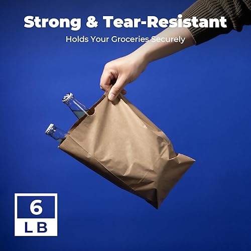 Miniatura 4 de Paquete de 200 bolsas de papel kraft de 11 x 6 x 35 pulgadas 6 libras saco de barril duradero para almuerzo compras al por menor