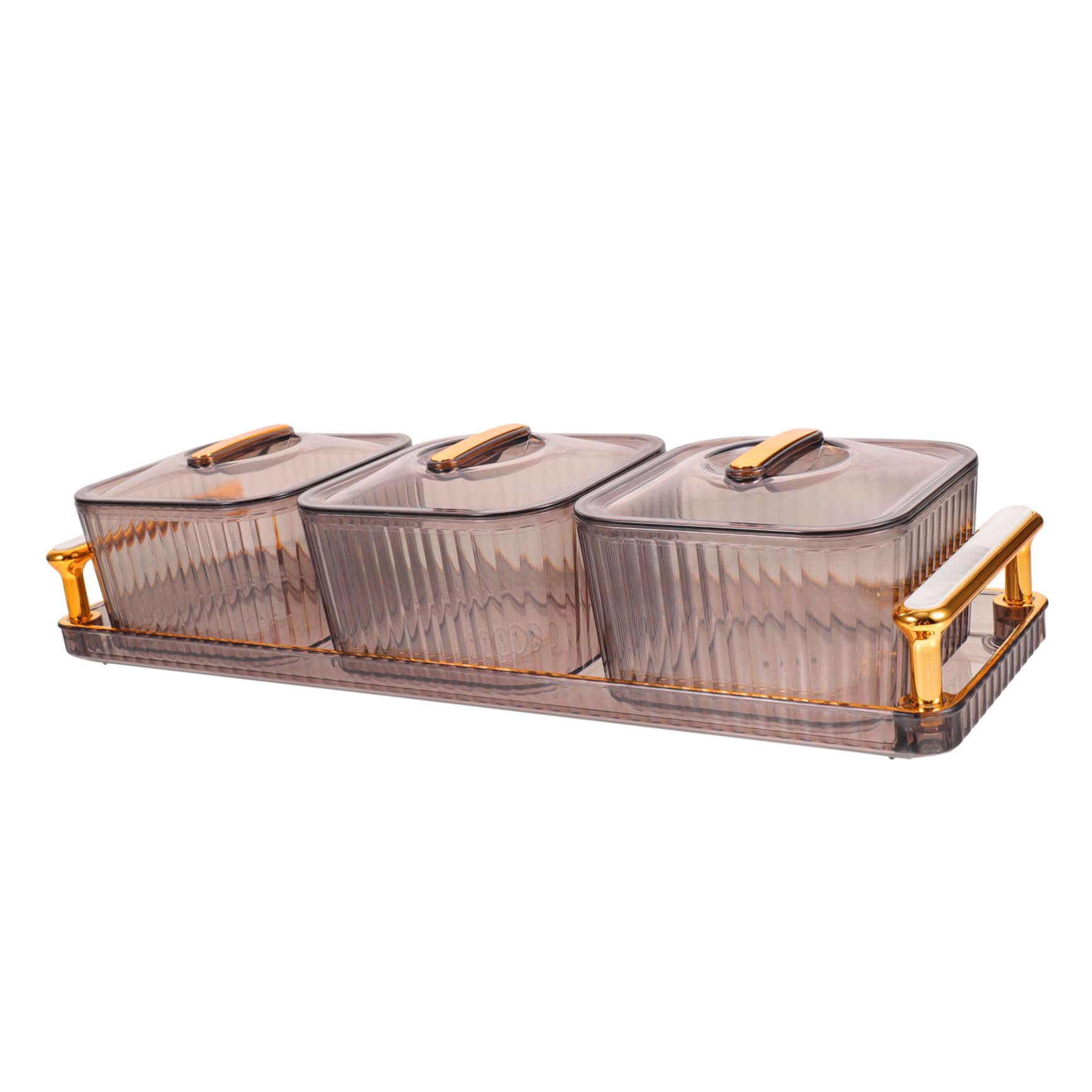 Garneck 1 Set Box Compartment Candy Box Snack Divided Dish Serving Tray Candy Jars with Lids Appetizer Tray Food Tray Condiments Containers Snacks Dish with Tray Display Tray Plastic Grey