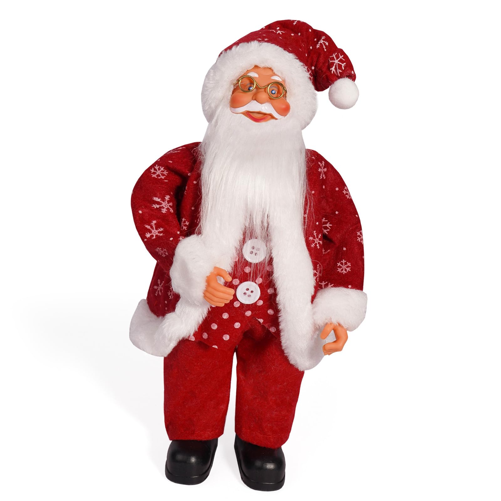 Kalttoy Holiday Party Santa Figurine Colorful Checkered 12Inch Christmas Santa Figure Dolls Standing Ornament for Home Desktop Christmas Decoration