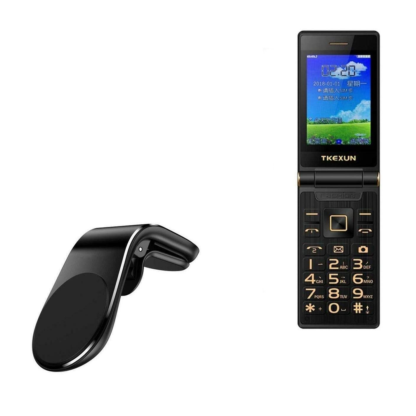 BoxWave Car Mount Compatible with Tkexun G10-C - MagnetoMount Clip, Metal Car Air Vent Strong Magnet Mount for Tkexun G10-C, Tkexun G10-C | M2 Men Flip - Jet Black