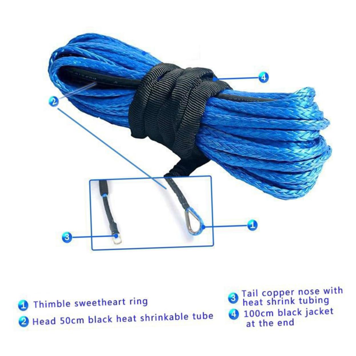 Mobestech Fune in Facile Resistenza da Inossidabile Usare Alta Traino Nailon Blu Acciaio Rimorchio Auto Veicolo