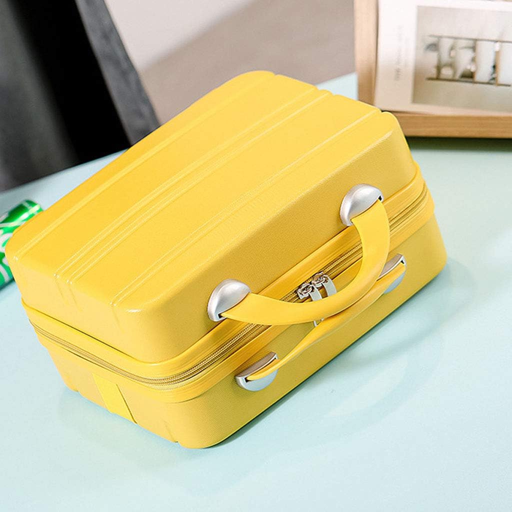 Mini Hard Shell Hand Luggage Travel Suitcase Cosmetic Case Small Portable Carrying Case Organizer for Makeup (Yellow)