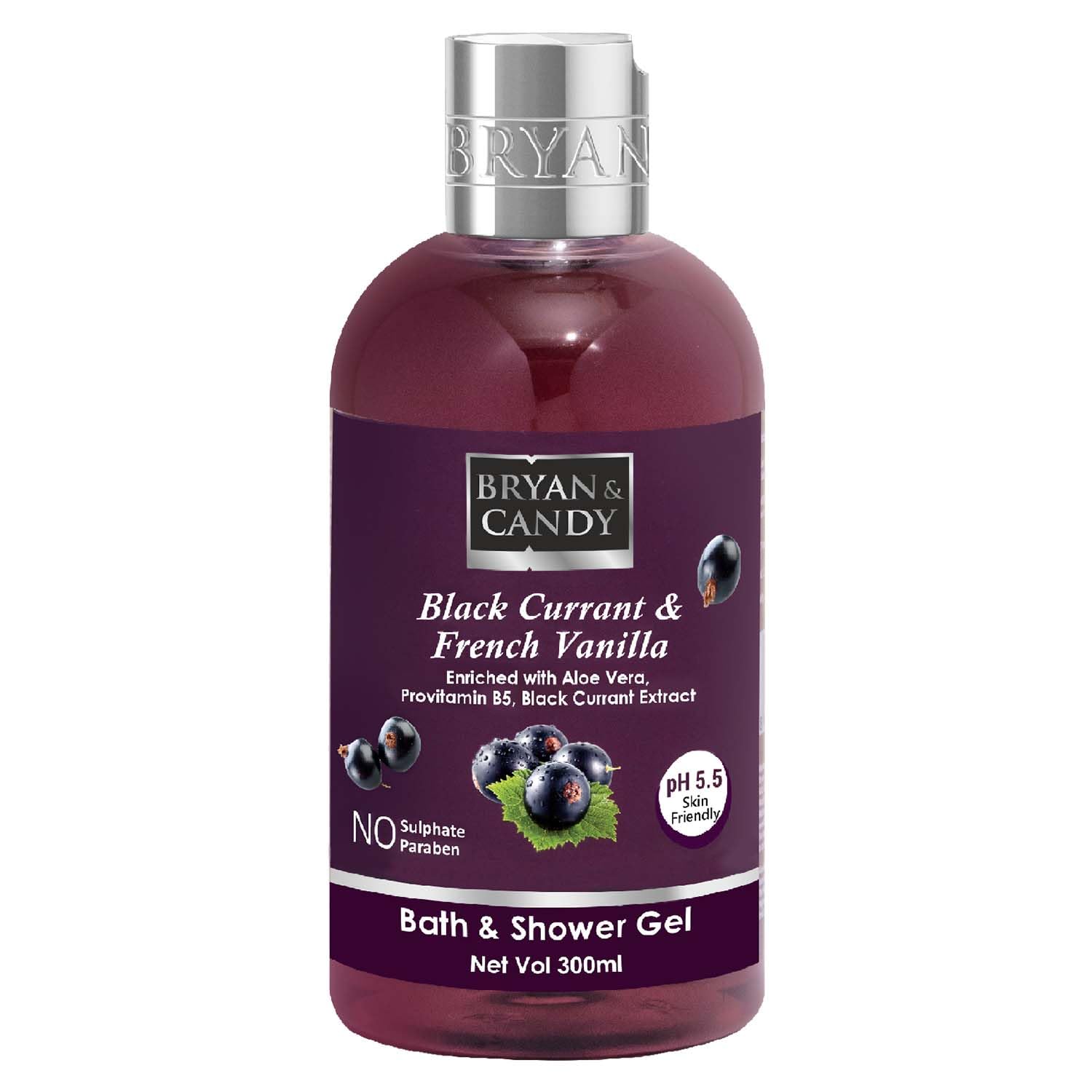 Bryan & Candy Shower Gel with Aloe Vera. Gentle, Moisturizing Body Wash for Soft, Supple Skin (Black Currant Shower Gel, 300ml)