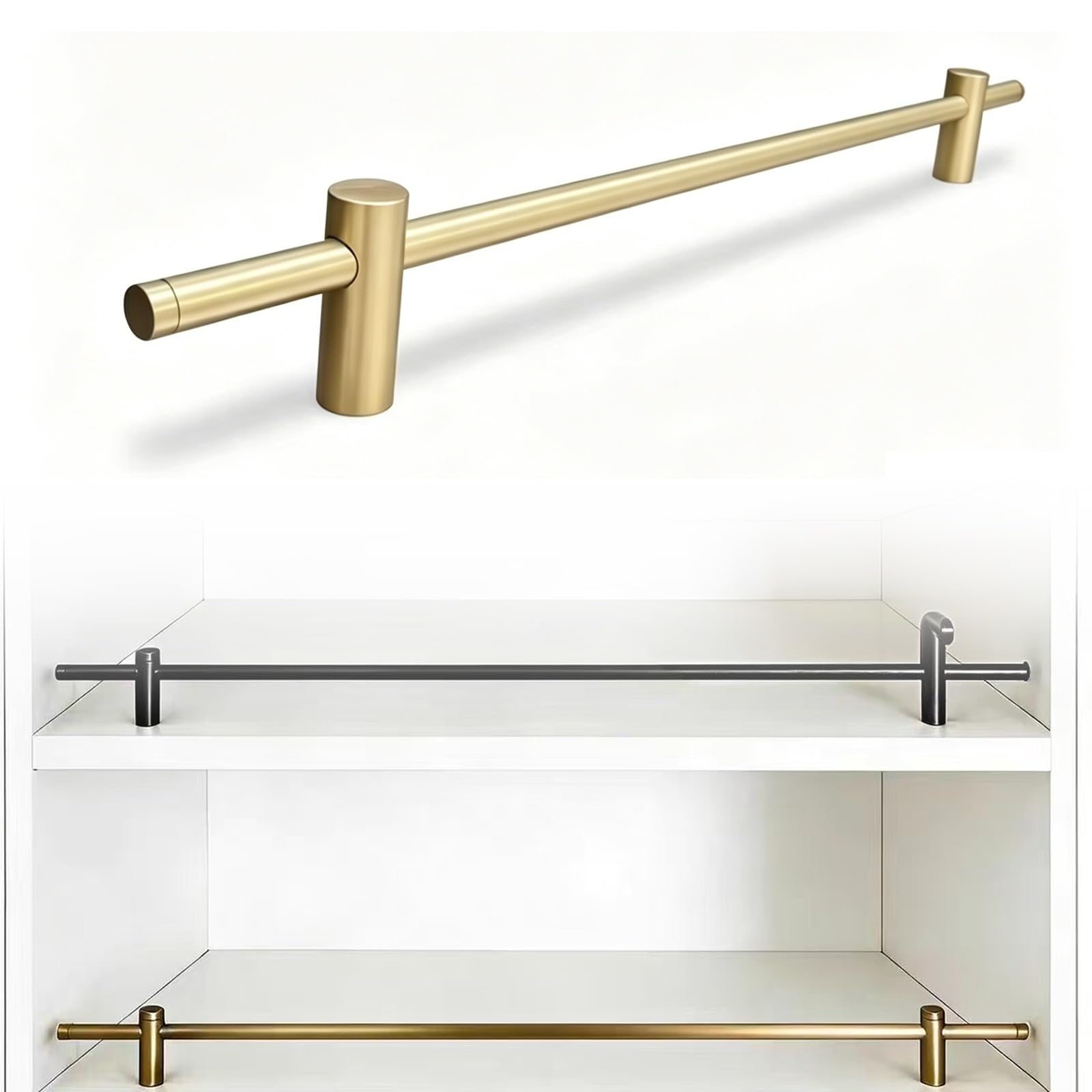 Barre anti-basculement dorée de 84cm pour étagère de cuisine