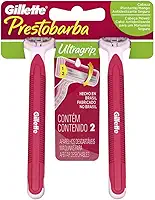 Gillette Prestobarba, 2 Aparelho Ultragrip Cabeça Móvel Feminino, Rosa/Branco