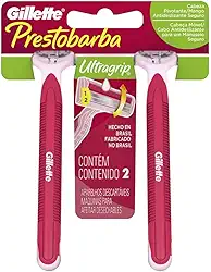 Gillette Prestobarba, 2 Aparelho Ultragrip Cabeça Móvel Feminino, Rosa/Branco