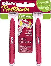 Gillette Prestobarba, 2 Aparelho Ultragrip Cabeça Móvel Feminino, Rosa/Branco